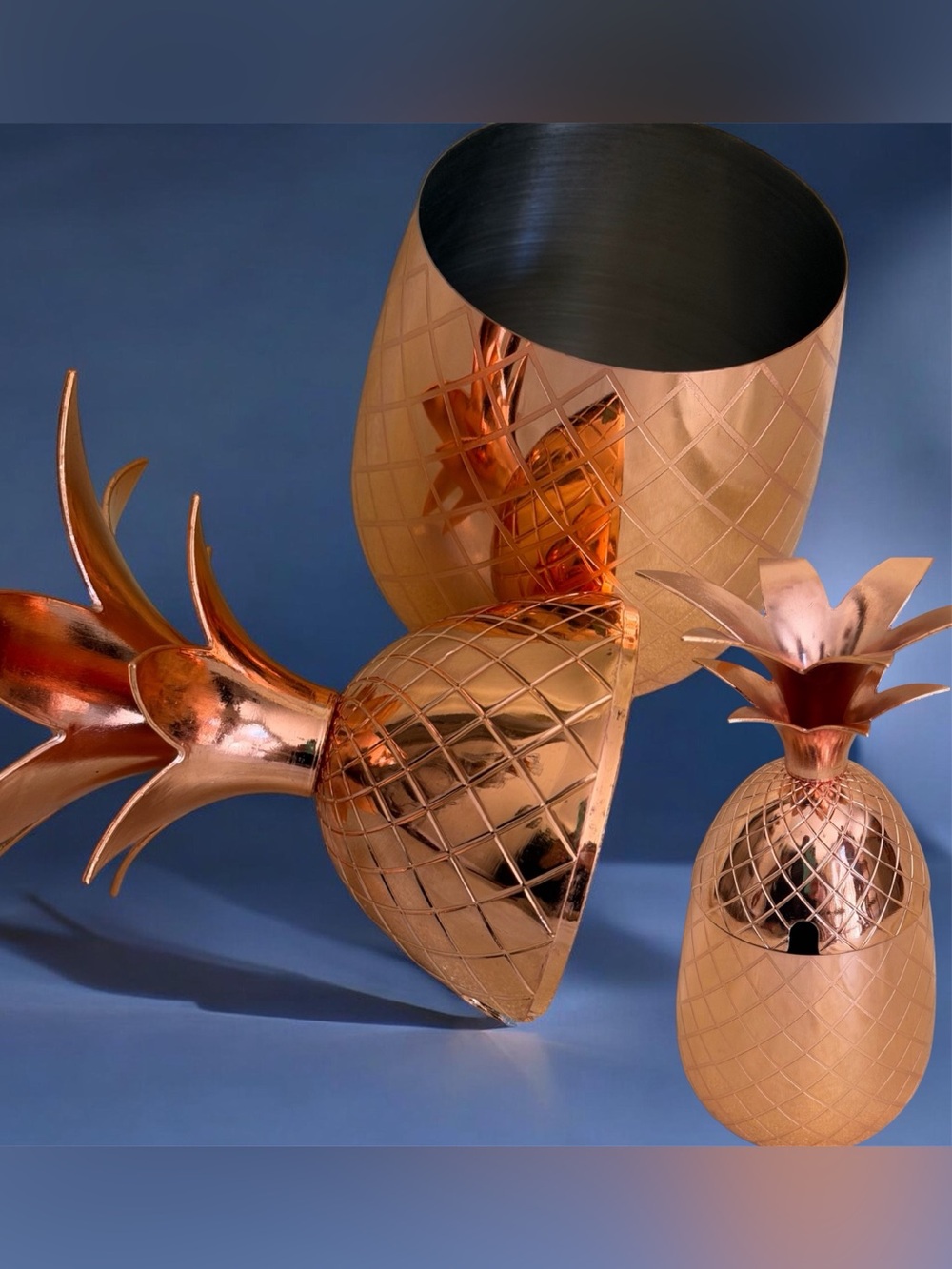 Copper-Toned Pineapple Bar Glass - Metallic Finish